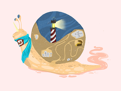 Snail art design illustration lighthouse ouija procreate snail treasure