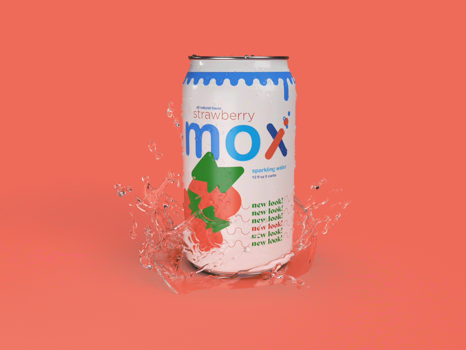 Moxi Carbonated Water art brand branding design icon label logo mockup pineapple pop soda strawberry vector