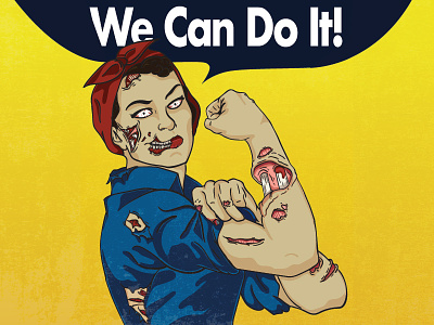 Rosie The Riveter Zombie gore horror old poster riveter rosie we can do it ww2 zombie