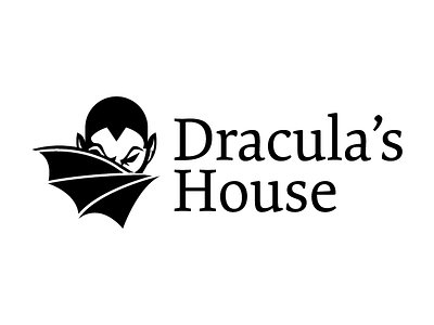 Dracula's House Logo bat brand clean dracula fangs logo vampire wings