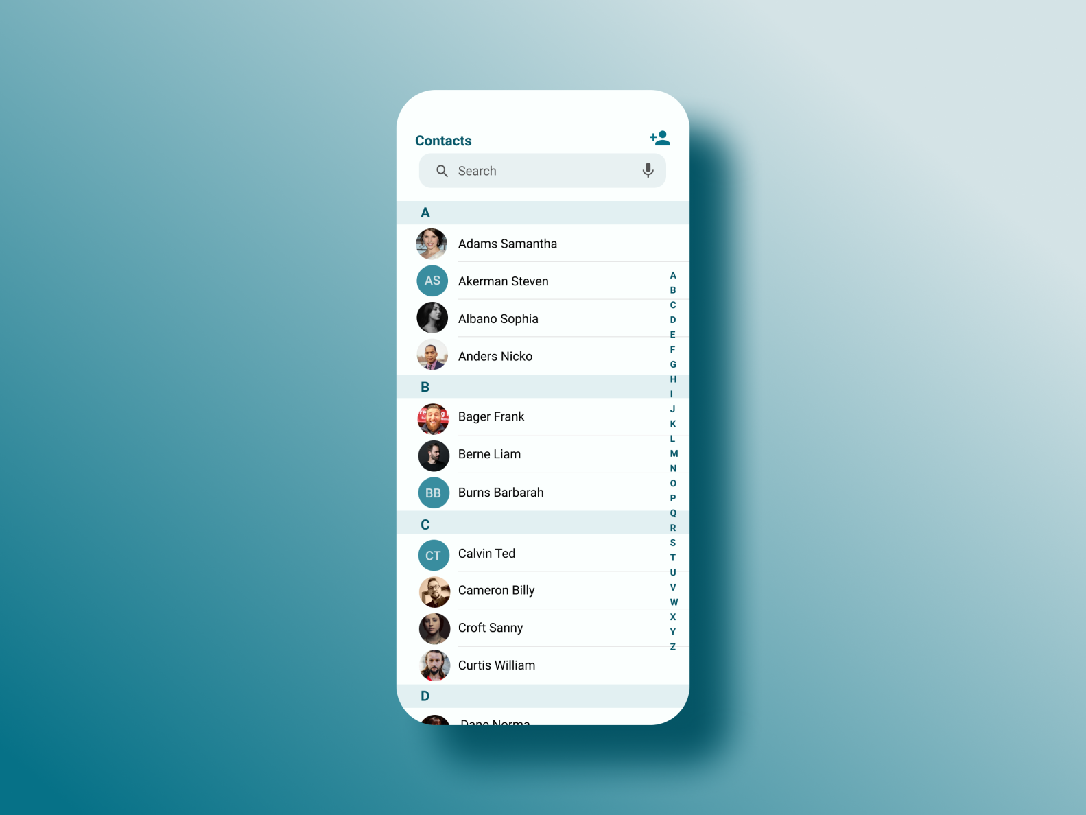 Phone book (contacts) by Dudka Maria on Dribbble