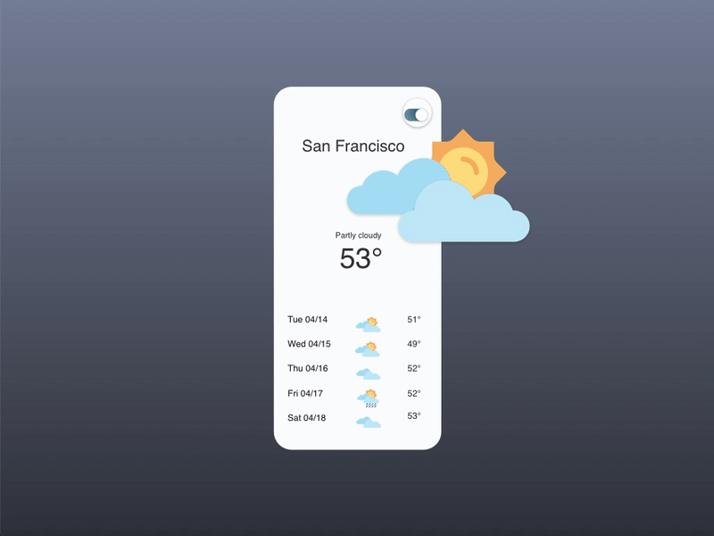 Weather forecast switch animation mobile app mobile app design mobile app ui switch switch animation weather weather app weather forecast