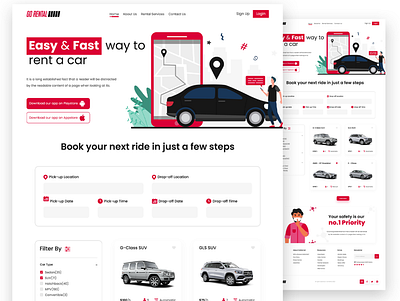 Car Rental Website cars homepage interactive design interface landingpage minimal mockup modern prototype rental ui user interface website wireframe