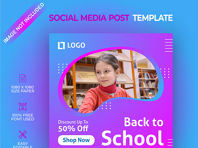 Back to school social media post template