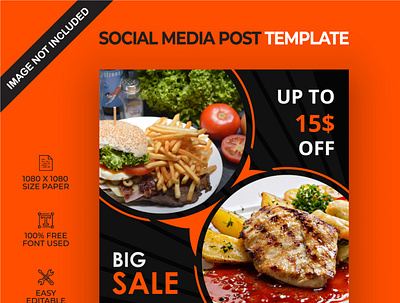 Food big sale social media post template big sale branding design food and drink illustration social media social media post ui vector