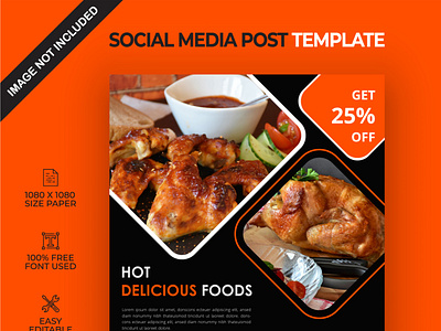 Hot delicious food social media post