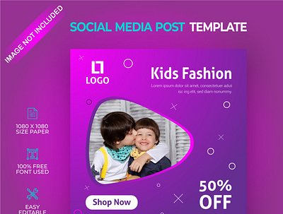 Kids fashion social media post template background big sale branding design food icon illustration kids social media social media post ui