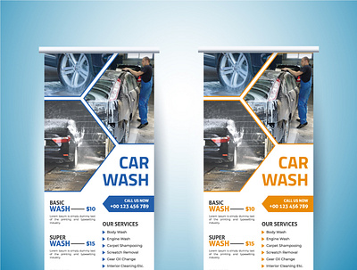 Car wash roll up banner branding car wash design illustration logo print print template roll up banner ui vector