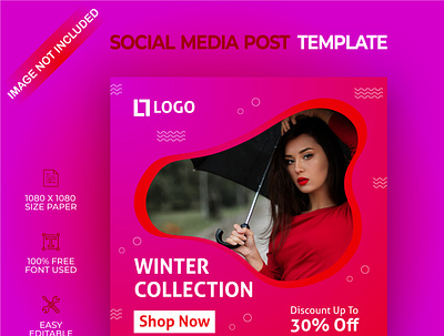 Winter collection social media post template big sale design illustration logo social media social media post ui web winter