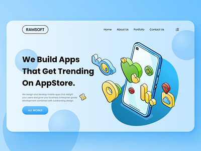 RAMSOFT - Mobile App Website & Landing Page graphic design