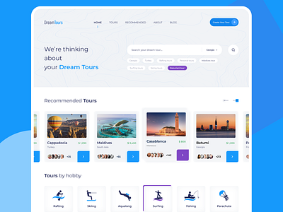 Practice #1 - DreamTours clean design dreams travel travel agency traveling ui uidesign ux uxdesign