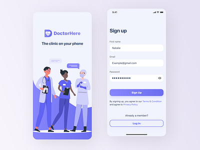 Doctor Here - medical app registration and splash screen