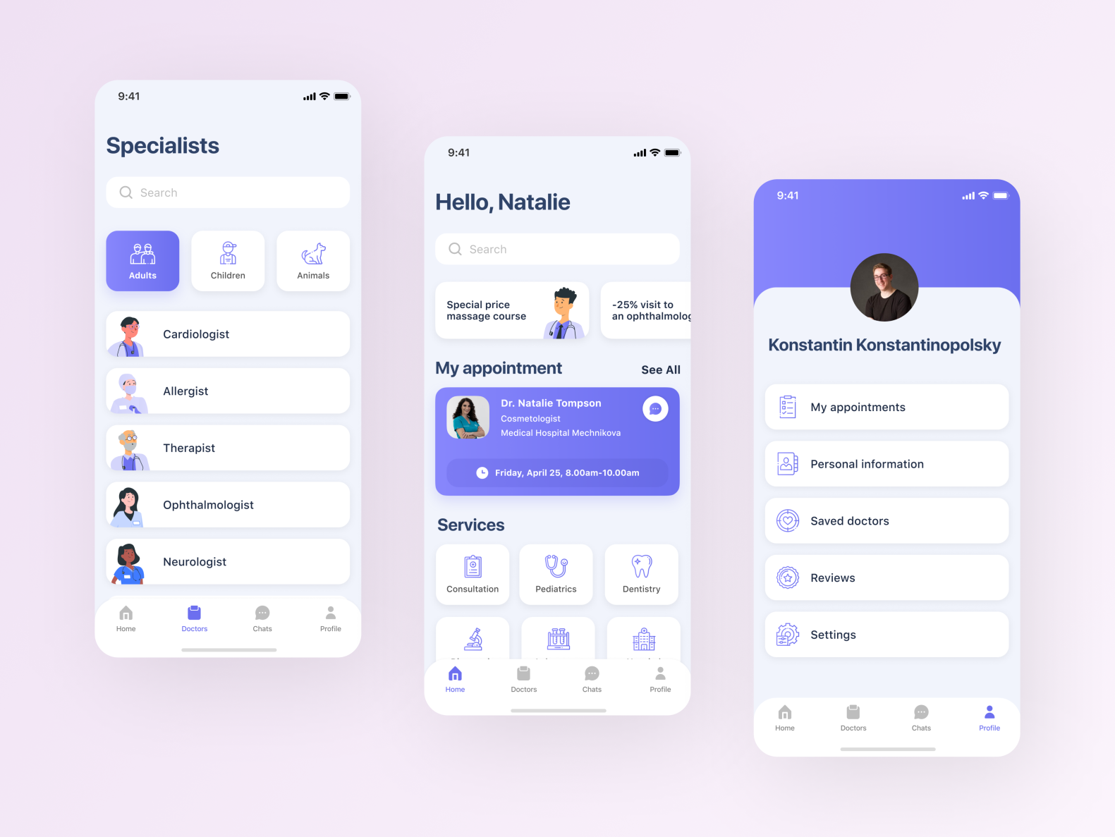 Doctor Here - medical mobile app design booking by Natalie on Dribbble