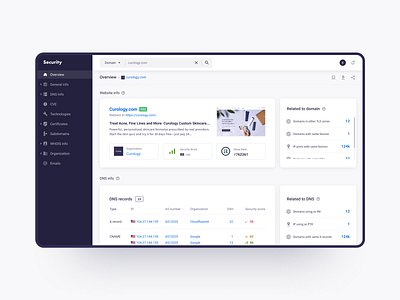 Security - Search results page concept app categories chips clean colors counter dashboad design dns domain minimal rate score screenshot search table ui