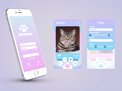 Pet Dating App app application cat date dating app interfacedesign mobile app mobile ui product design ui ui design uidesign ux