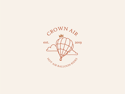 Crown Air - Day 2 Logo Challenge crown dailylogochallenge hot air balloon logo design minimal neutrals