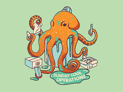SC 100 OCTOS ai design graphic design illustration ink octopus screen printing tshirt typography