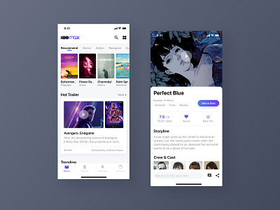 HBO Mobile App UI Redesign app film ios light mobile movie ui ux