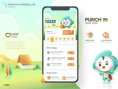 Punch in - NiiWooo app design icon illustration ui ux