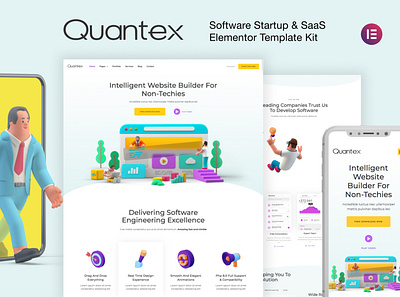 Software Startup & SaaS Elementor Template Kit design elementor saas software startup template ui ux website