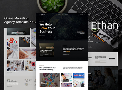 Online Marketing Agency Elementor Template Kit agency design elementor marketing online template ui ux website