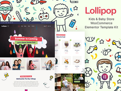 Kids & Baby Store WooCommerce Elementor Template Kit baby design elementor kids store template toddler ui ux website woocommerce