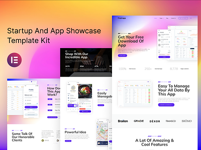 Startup & Showcase Elementor Template Kit design elementor showcase startup template ui ux website