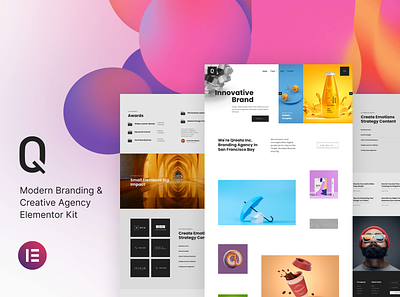 Modern Branding & Creative Agency Elementor Kit agency branding creative design elementor modern template ui ux website