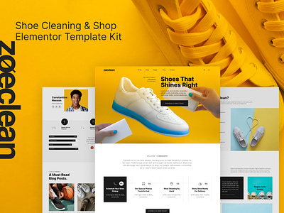 Shoe Cleaning & Shop Template Kit cleaning design elementor shoe shop template ui ux website