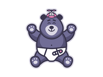 Hoi Hoi Bear animal baby bear character diapers m mascot propeller cap purple safety pin smile
