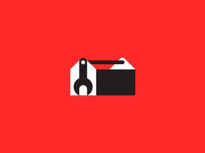 Workshop design door home house logo red simple toolbox workshop wrench