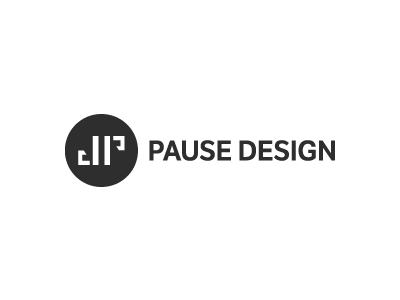 Pause Design ambigram bw circle circular design initials jp logo pause rectangle white