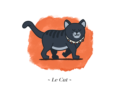 Le Cat animal body cat happy illustration necklace outline walk
