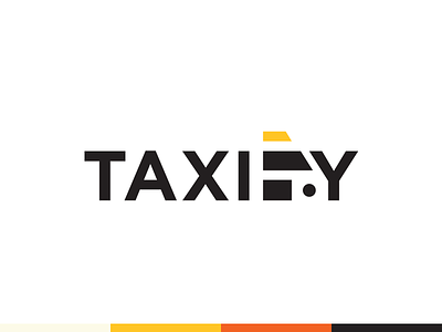 Taxify cab car logo negative space roof simple taxi windshield wordmark yellow