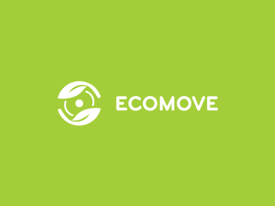 Ecomove circular design disc eco ecology green hand leaf logo motion move movement nature wheel