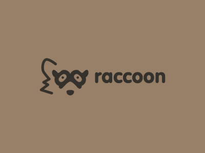 Raccoon animal brown design eyes face logo mask raccoon shape thief