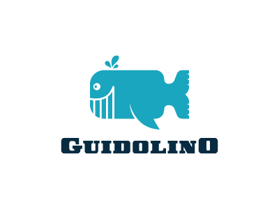 Guidolino animal blue design face happy logo ocean retro shape water whale