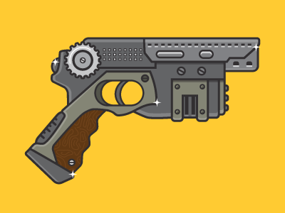 Weapon Terra Nova design gun illustration outline pistol vector weapon wood