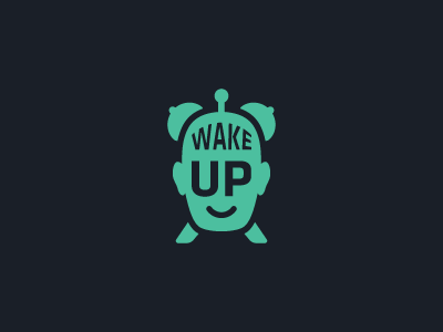 Wake Up 52 alarm clock concept design face head logo morning mouth smile up wake week year