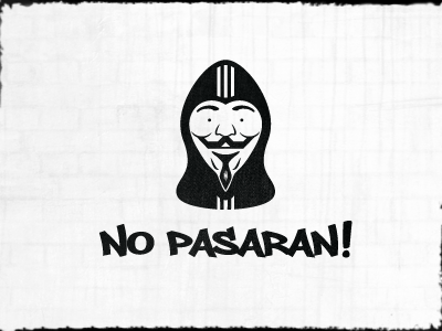 No Pasaran! 52 acta anonymous beard black design face graffiti heart hood hoodie logo mask moustache pipa shape smile sopa texture vendetta week white year