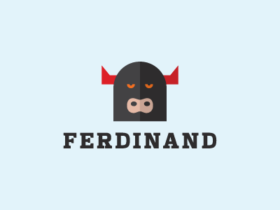 Ferdinand animal bull corrida design eyes face head horn logo minimal shape simple
