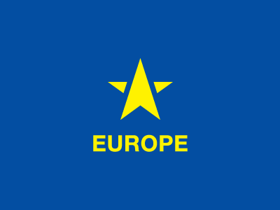Europe 52 arrow blue design eu europe geometry logo serbia shape star triangle week wing year yellow