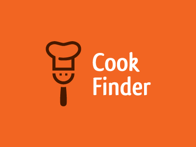 Cook Finder 52 cook cooking design eyes face finder food hat logo loupe magnifier pot shape smile week year