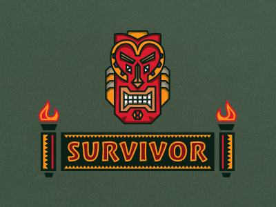 Survivor 52 design flame logo mask red show survivor texture tiki torch totem tribe tv week year
