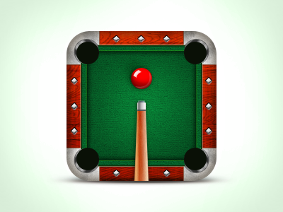 Snooker iOS Icon app apple ball cloth cue stick design green ios ipad iphone snooker table wood