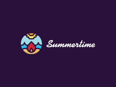 Summertime 52 beach chill circular design fire fresh logo relaxing sand shape sky summer summertime sun wave week year young