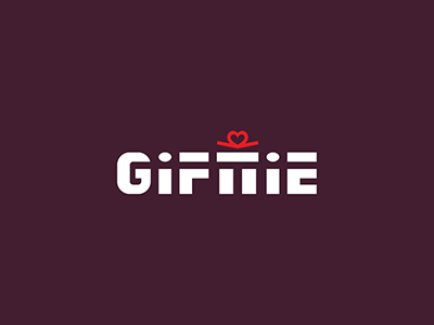 Giftie 52 box custom design gift giving heart logo negative space present ribbon shape simple week wordmark year