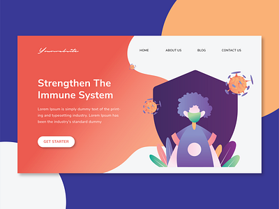Explore 02 - Landing Page Covid19 be strong covid19 flatdesign gradient illustration landing page design landingpage pandemic shield stay safe stayhome vector web website xd design