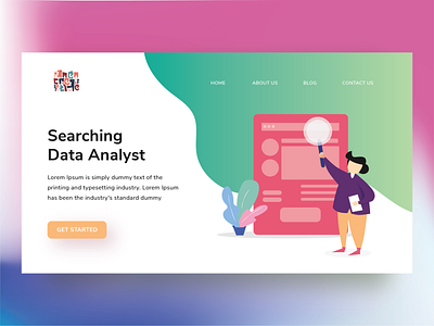 Explore 05 - Landing Page Data Analyst analysis big data data database flatdesign folder illustration landing page design landingpage server vector web webdesign website