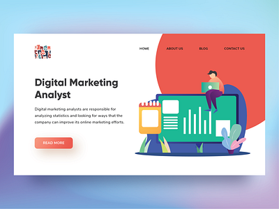 Explore 09 - Landing Page Digital Marketing Analyst analyst digital flatdesign illustration landing page design landingpage marketing ui vector web website